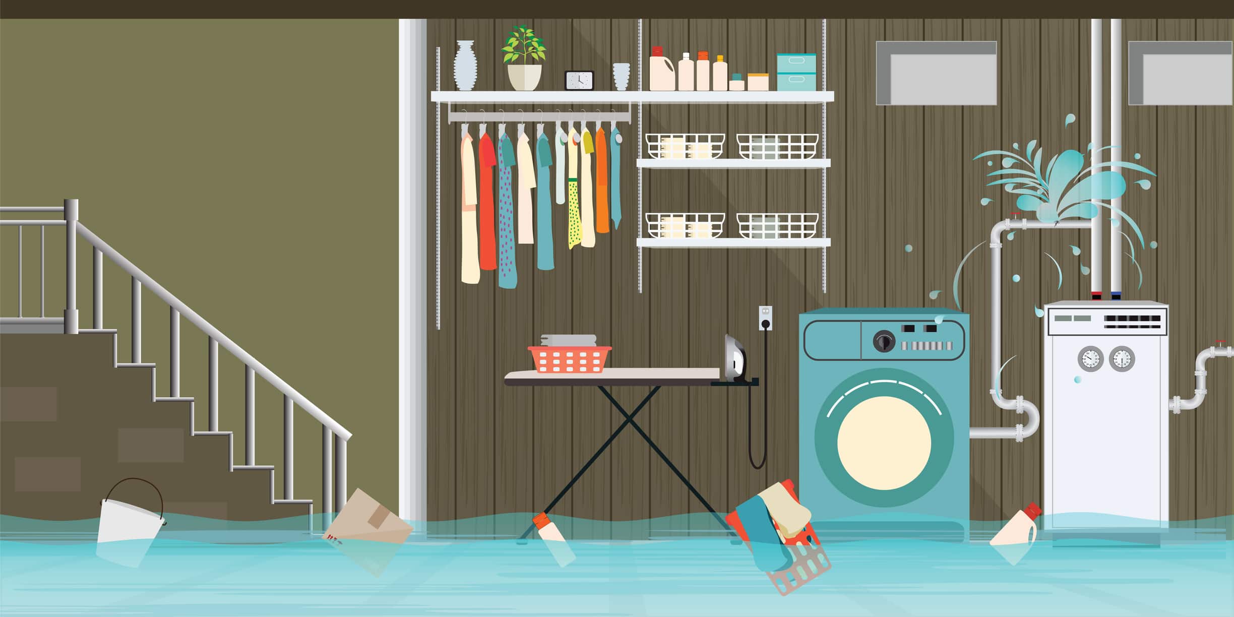 a leaky pipe causing a flooded basement